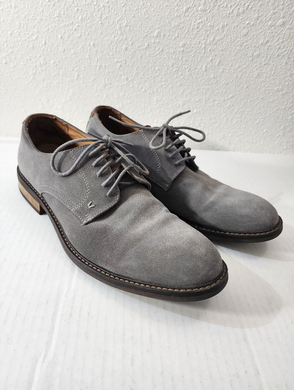 Vionic Graham Men Gray Suede Derby Oxford Shoes Quiet Luxury Old Money Size 12